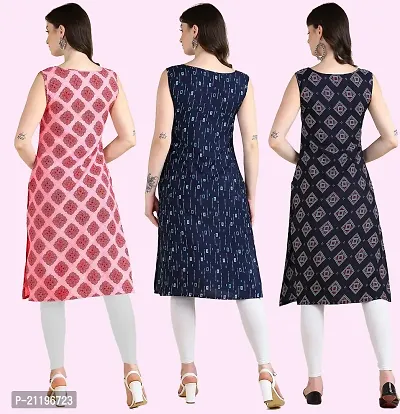 Womens Printed Crepe Sleeveless Kurti Combo Pack Of 3-thumb3