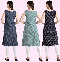 Womens Printed Crepe Sleeveless Kurti Combo Pack Of 3-thumb1