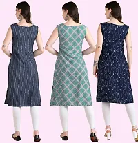 Womens Printed Crepe Sleeveless Kurti Combo Pack Of 3-thumb1