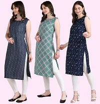 Womens Printed Crepe Sleeveless Kurti Combo Pack Of 3-thumb2