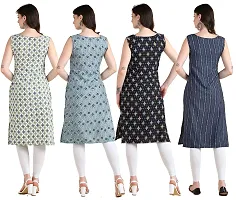 Womens Printed Crepe Sleeveless Kurti Combo Pack Of 4-thumb1