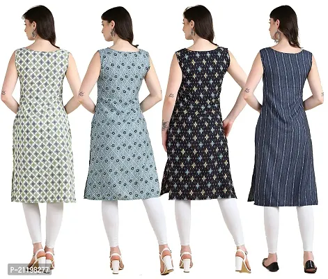 Womens Printed Crepe Sleeveless Kurti Combo Pack Of 4-thumb2