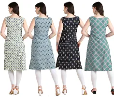 Womens Printed Crepe Sleeveless Kurti Combo Pack Of 4-thumb1