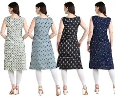 Womens Printed Crepe Sleeveless Kurti Combo Pack Of 4-thumb1