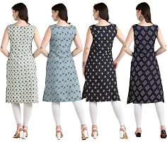 Womens Printed Crepe Sleeveless Kurti Combo Pack Of 4-thumb1