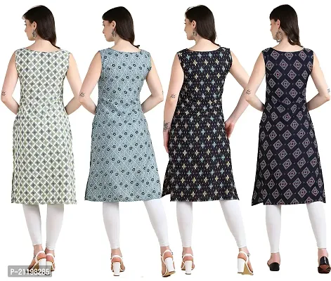 Womens Printed Crepe Sleeveless Kurti Combo Pack Of 4-thumb2