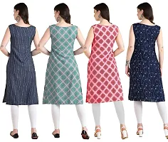 Womens Printed Crepe Sleeveless Kurti Combo Pack Of 4-thumb1