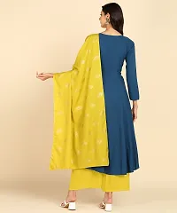 Womens Round kurta With Foil Printed Dupatta Set-thumb1