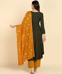 Womens Round kurta With Foil Printed Dupatta Set-thumb3