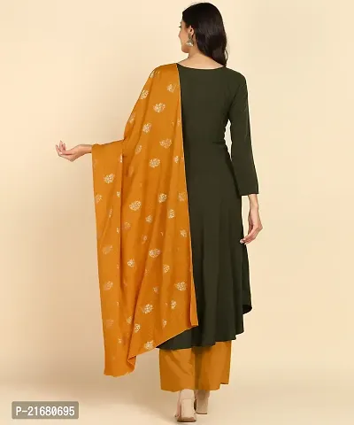 Womens Round kurta With Foil Printed Dupatta Set-thumb4