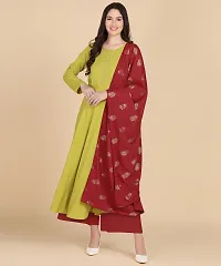 Womens Round kurta With Foil Printed Dupatta Set-thumb2