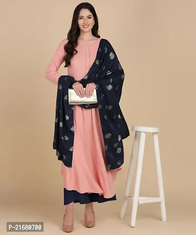 Womens Round kurta With Foil Printed Dupatta Set-thumb4