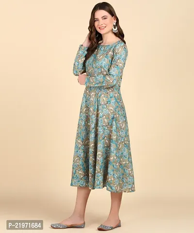 Women'sPrinted Cotton Round Kurti-thumb3