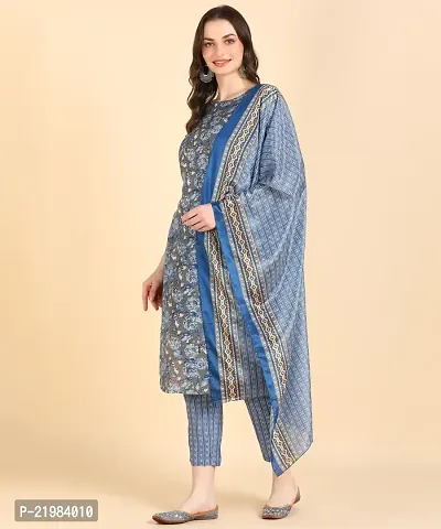 Womens Cotton Printed Kurta Pant With Dupatta Set-thumb5