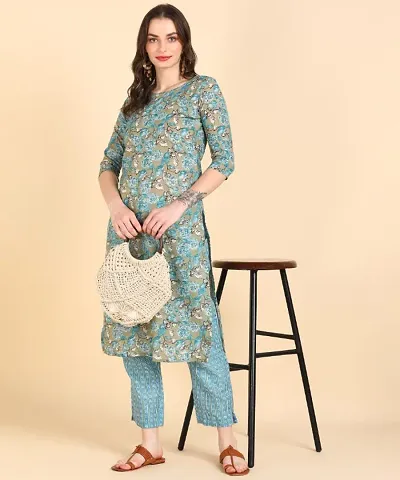 Printed Cotton Kurti Wth Pant Set