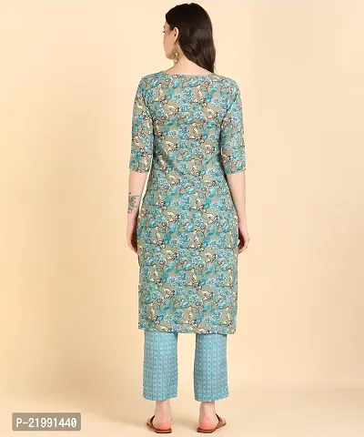 Womens Printed Cotton Kurti Wth Pant Set-thumb5