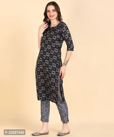 Womens Printed Cotton Kurti Wth Pant Set-thumb2