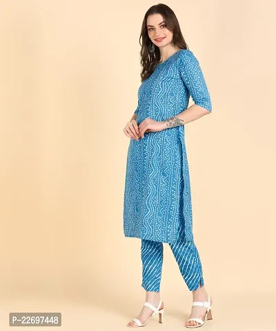 Womens Printed Cotton Kurti Wth Pant Set-thumb5