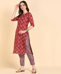 Womens Printed Cotton Kurti Wth Pant Set-thumb3