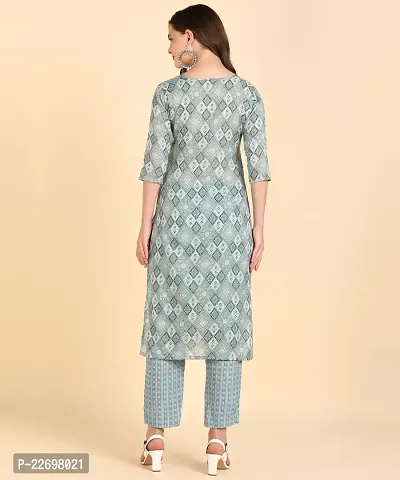 Womens Printed Cotton Kurti Wth Pant Set-thumb2