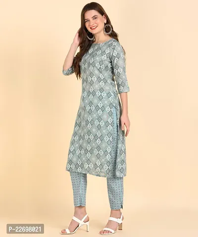 Womens Printed Cotton Kurti Wth Pant Set-thumb5