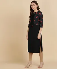 Stylish Fancy Crepe Solid Straight Kurti With Printed Jacket For Women-thumb2
