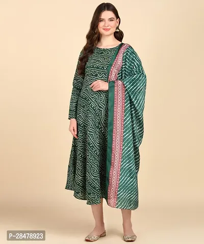 Stylish Cotton Blend Printed Kurta With Dupatta Set For Women