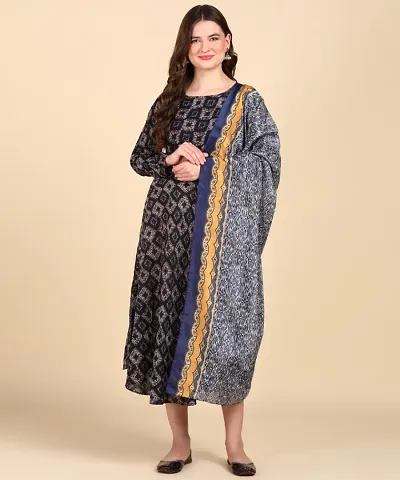 Cotton Printed Anarkali Kurti With Dupatta