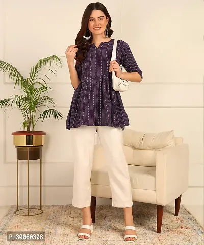 Trendy Attractive Cotton  Fit and Flare Blue Tunic Top