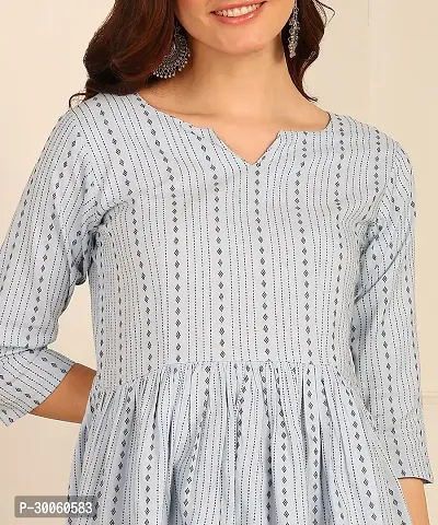 Trendy Attractive Cotton  Fit and Flare Blue Tunic Top-thumb5