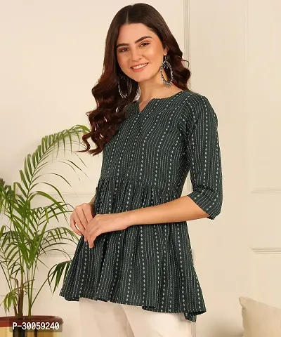 Beautiful Cotton Fit and Flare Green Tunic-thumb0