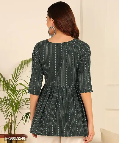 Beautiful Cotton Fit and Flare Green Tunic-thumb2