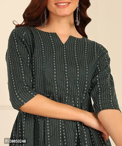 Beautiful Cotton Fit and Flare Green Tunic-thumb3