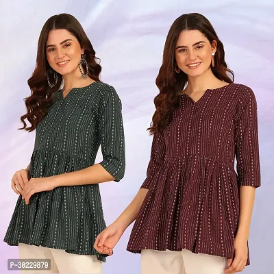 Trendy Beautiful Cotton Tunics Top (Combo Pack Of 2 Pcs)