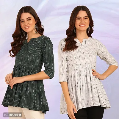 Trendy Beautiful Cotton Tunics Top (Combo Pack Of 2 Pcs)-thumb0