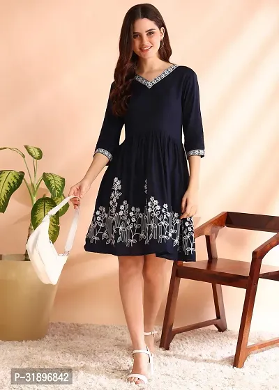 Trendy Attractive Viscose Rayon Embroidered Dress