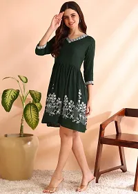 Trendy Attractive Viscose Rayon Embroidered Dress-thumb2