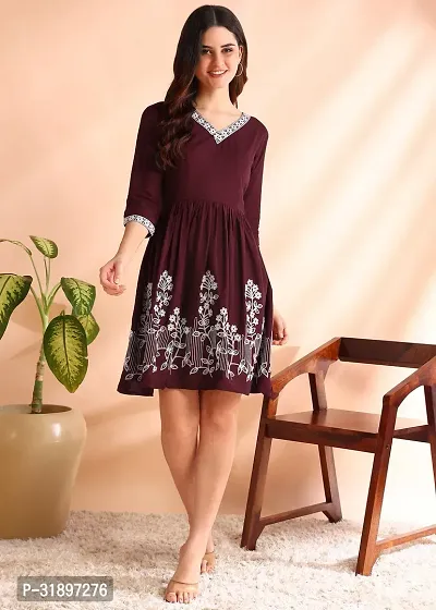 Trendy Attractive Viscose Rayon Embroidered Dress