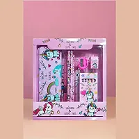 Metal Unicorn Printed Stationary Set kit with Pencil Box, Two Pencils, Eraser, Scale, Sharpener and Crayon for Kids Boys Girls Return Gifts for Girls and Boys-thumb2