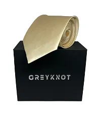 GREYKNOT premium golden colour tie and pocket square set for men-thumb3