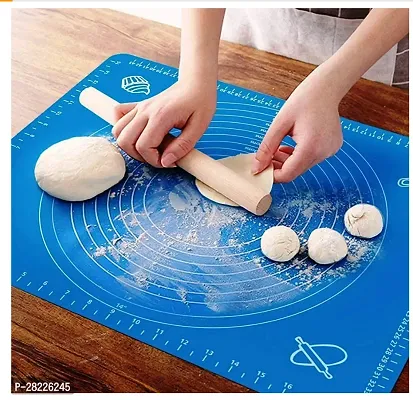 Non-Stick Silicone Reusable Pastry Fondant Dough Roti Chapati Rolling Baking Sheet Mat with Measurements (Multicolor)-thumb0