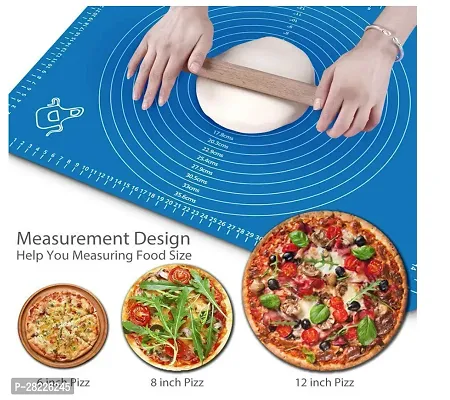 Non-Stick Silicone Reusable Pastry Fondant Dough Roti Chapati Rolling Baking Sheet Mat with Measurements (Multicolor)-thumb3