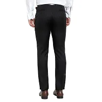 Black Cotton Blend Mid Rise Formal Trousers For Men-thumb1