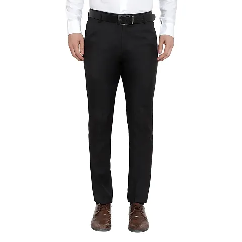 Blend Mid Rise Formal Trousers For Men