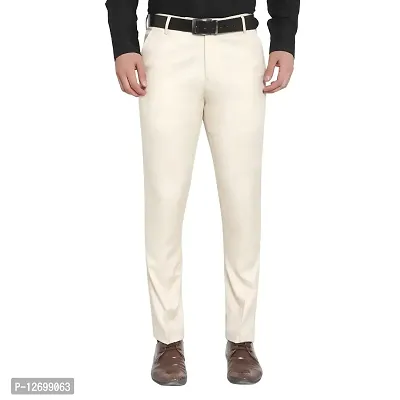 Buy SOJANYA Men Cream Coloured Smart Fit Solid Formal Trousers - Trousers  for Men 11397868 | Myntra