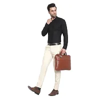 Beige Cotton Blend Mid Rise Formal Trousers For Men-thumb1