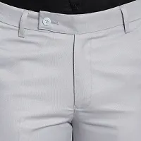 Silver Cotton Blend Mid Rise Formal Trousers For Men-thumb2