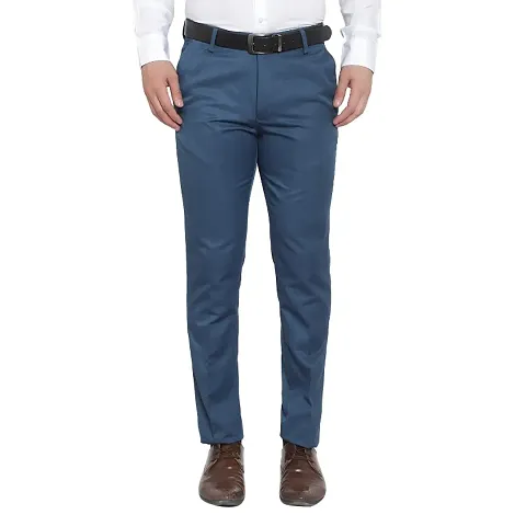 Stylish Viscose Mid Rise Formal Trousers For Men