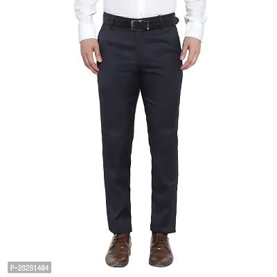 Stylish Black Viscose Mid Rise Formal Trousers For Men