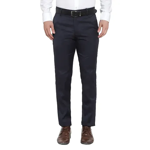 Blend Mid Rise Formal Trousers For Men